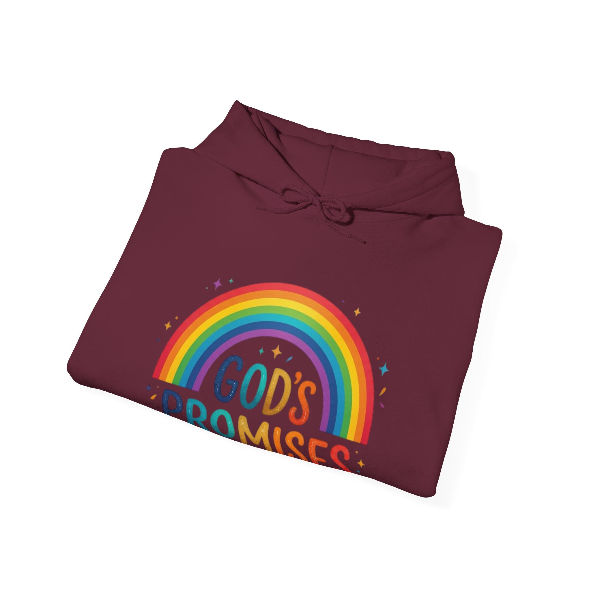 Religious Hoodie — "God's Promises" Rainbow Faith Pullover