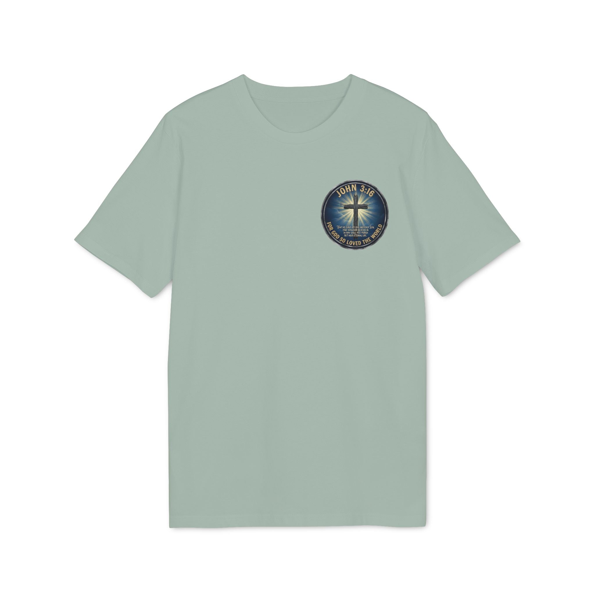 Cross and Lighthouse Emblem T-shirt | Christian Faith Badge Graphic