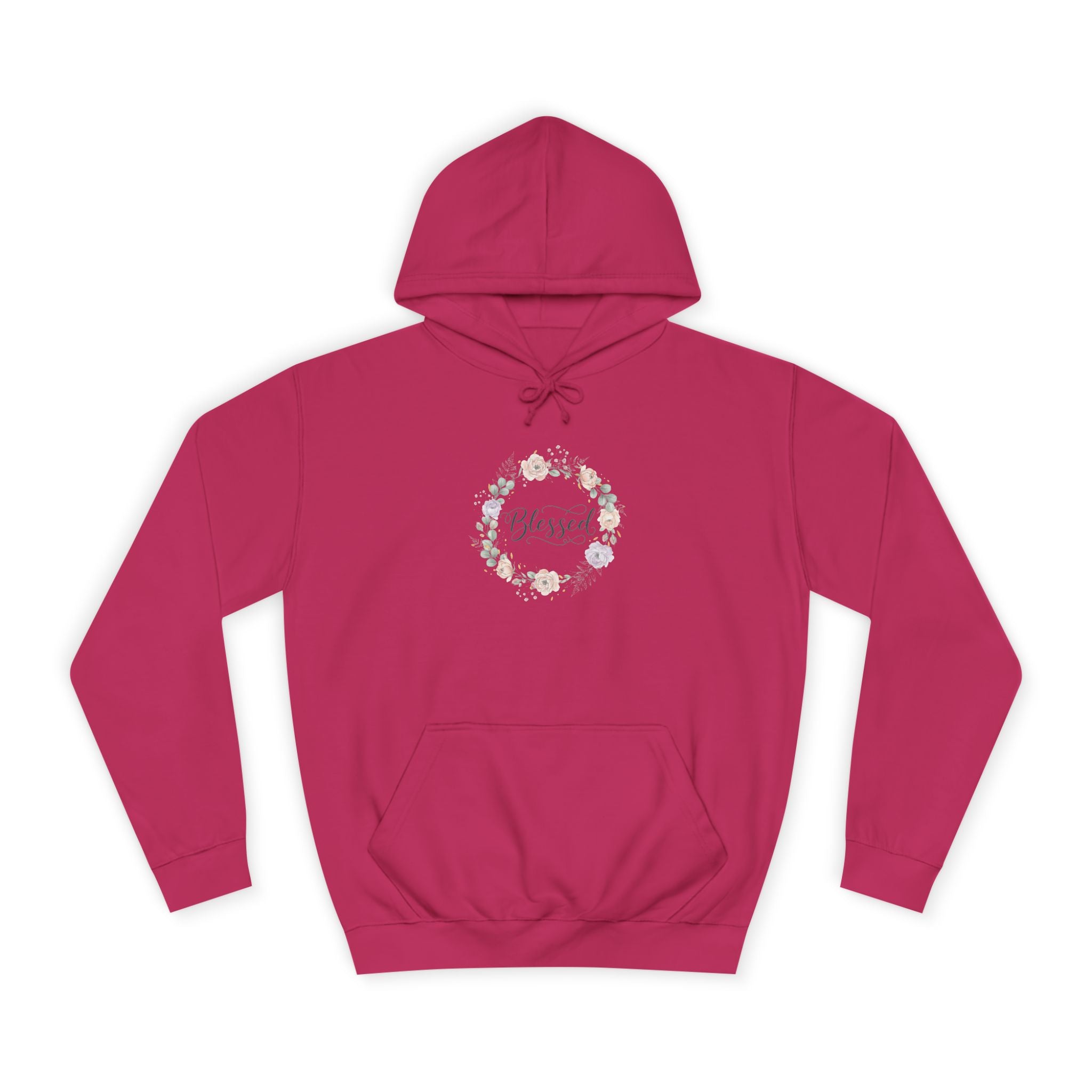 Blessed Floral Wreath Hoodie | Pastel Flowers, Script Typography