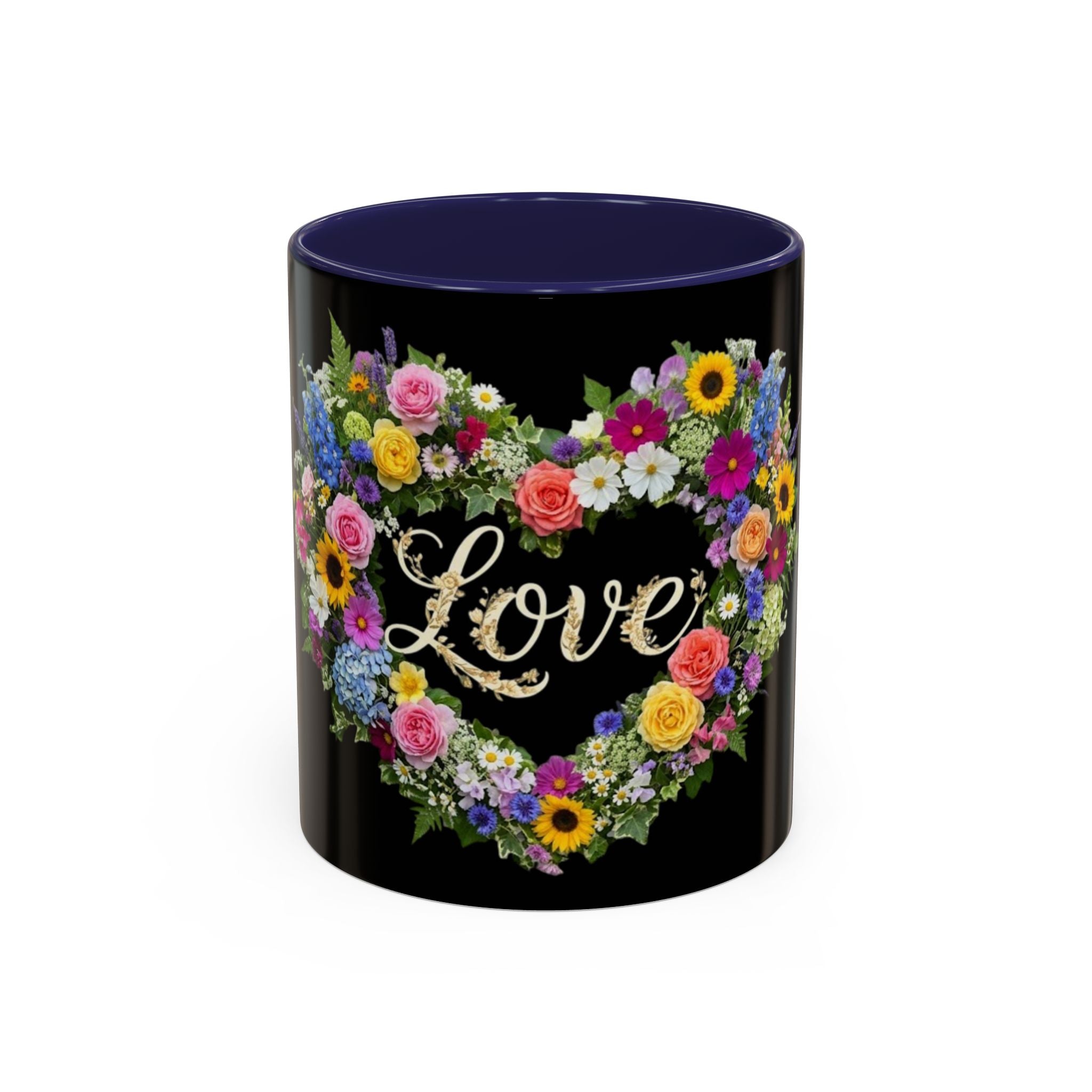 Floral Heart Love Accent Mug | Coffee Cup