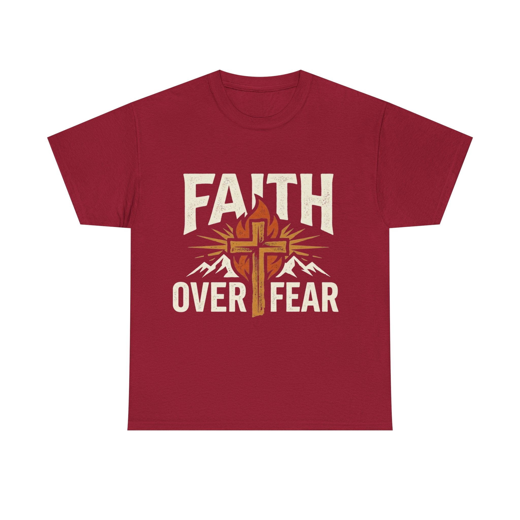 Faith Over Fear T-Shirt — Christian Cross Mountain Inspirational Tee