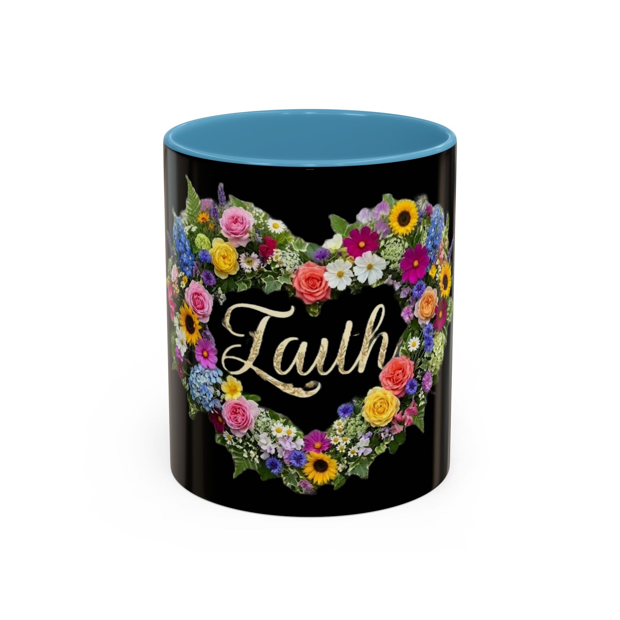 Floral Heart 'Faith' Mug | Accent Coffee Mug 11oz or 15oz