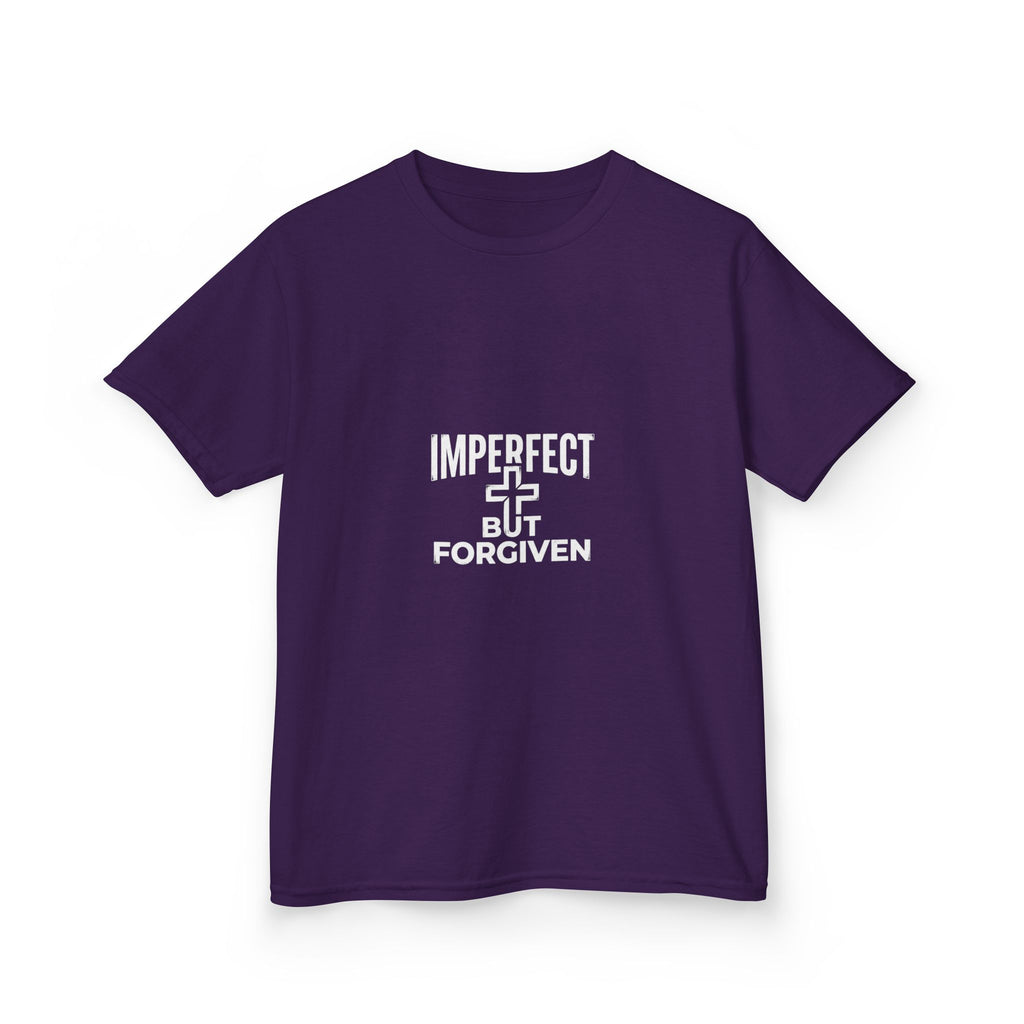 Imperfect But Forgiven Kids Tee | Christian Cross Typography