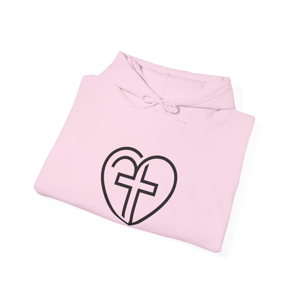 Christian Heart Cross Hoodie — Faith-Inspired Pullover for Women & Men