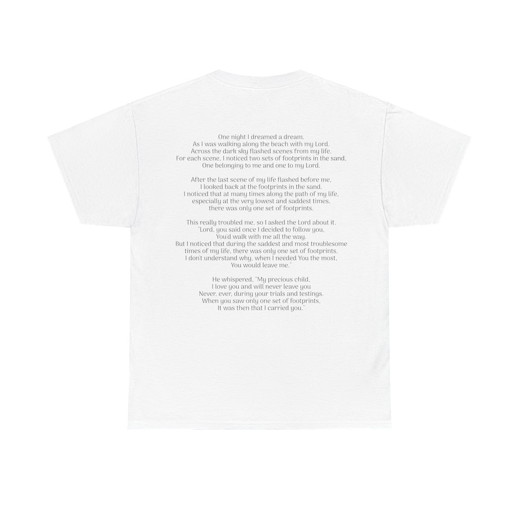 Footprints in the sand poem t-shirt