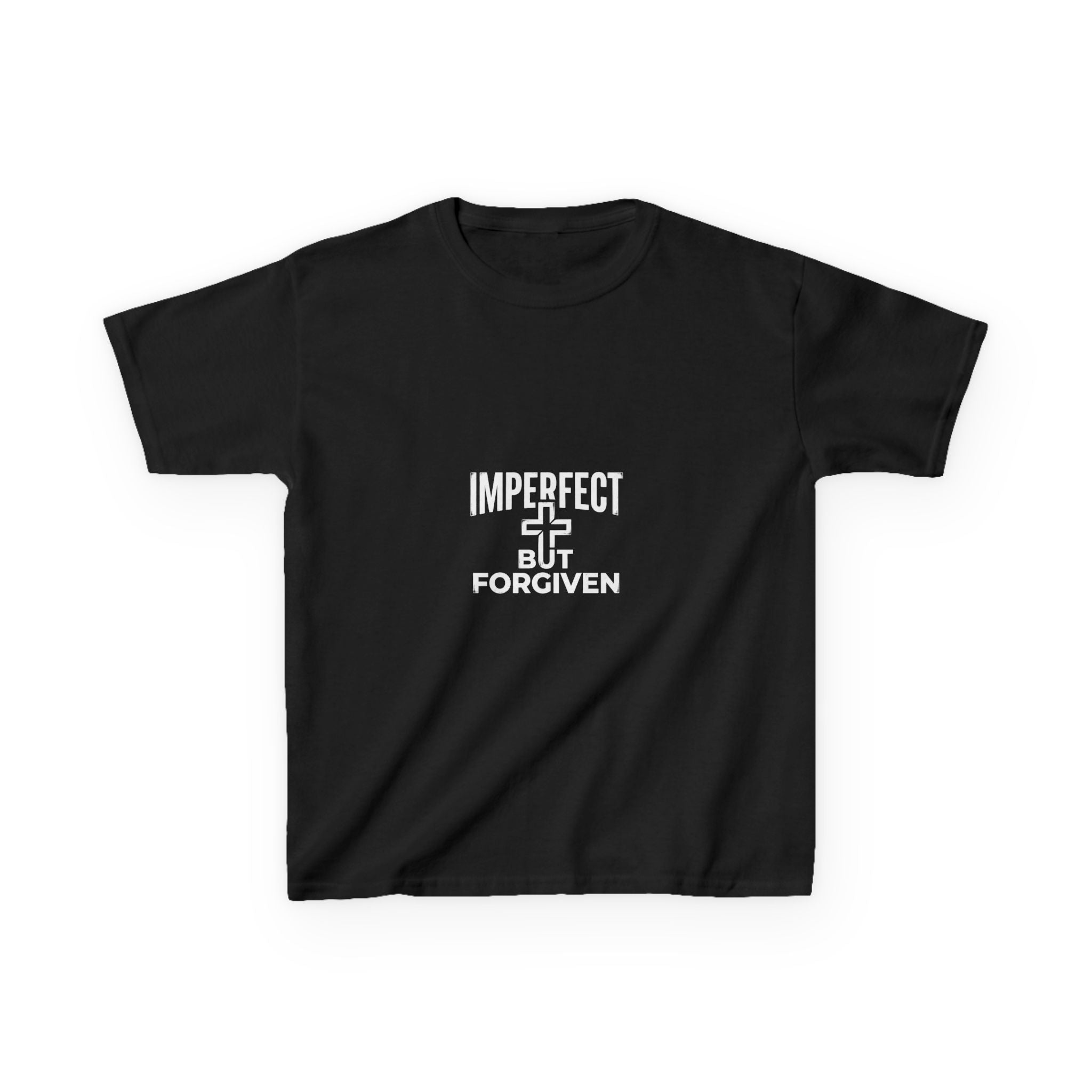 Imperfect But Forgiven Kids Tee | Christian Cross Typography