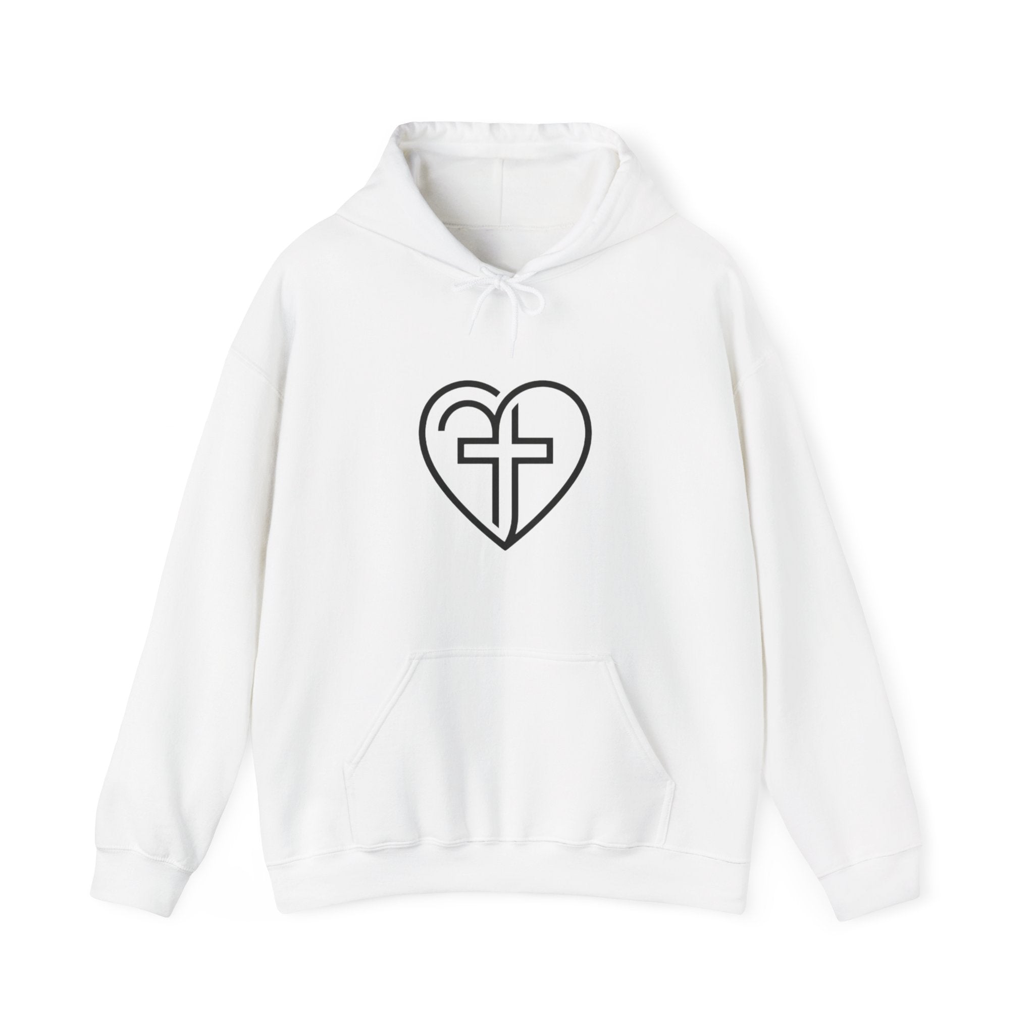 Christian Heart Cross Hoodie — Faith-Inspired Pullover for Women & Men