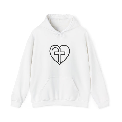 Christian Heart Cross Hoodie — Faith-Inspired Pullover for Women & Men