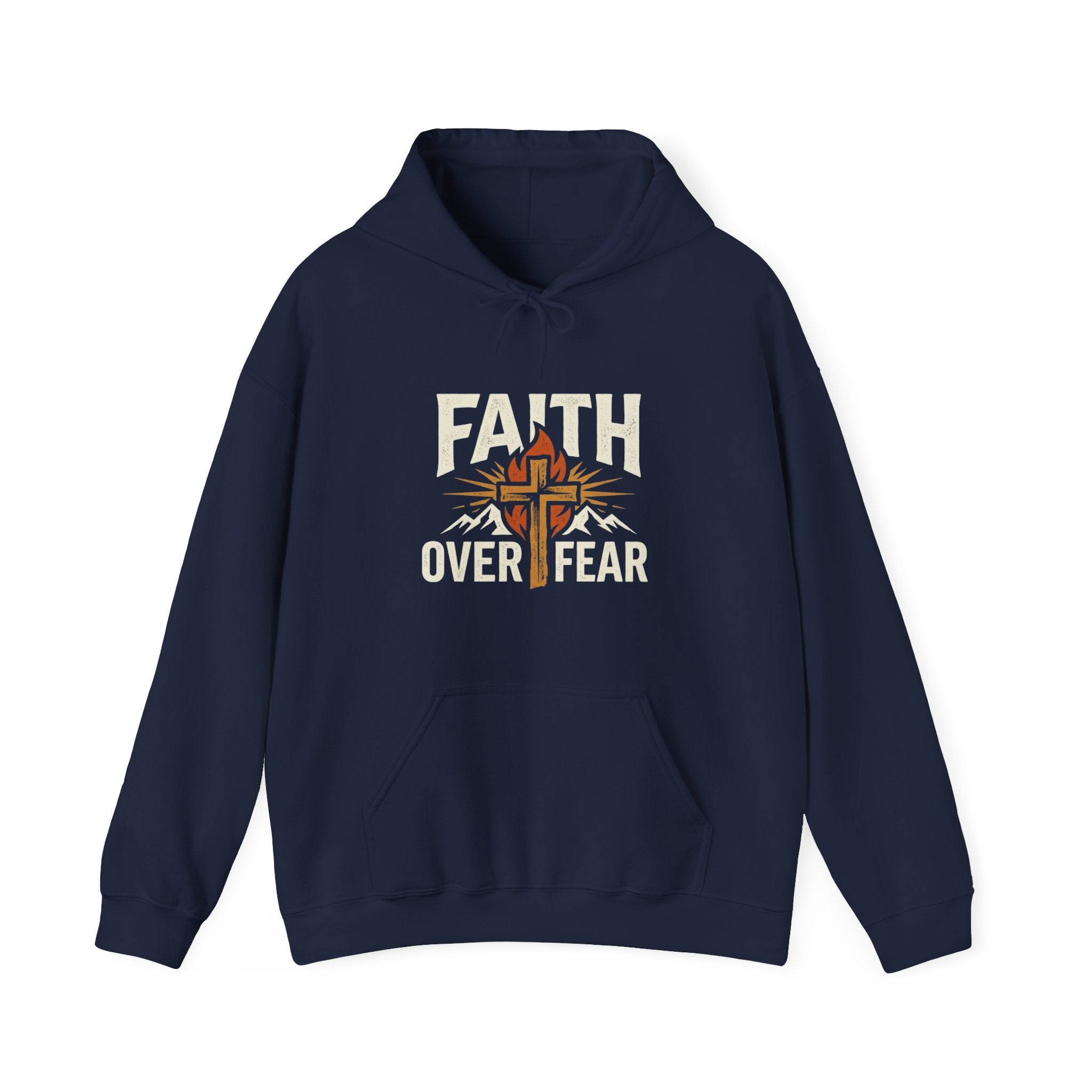 Faith Over Fear Hoodie — Christian Cross Inspirational Pullover