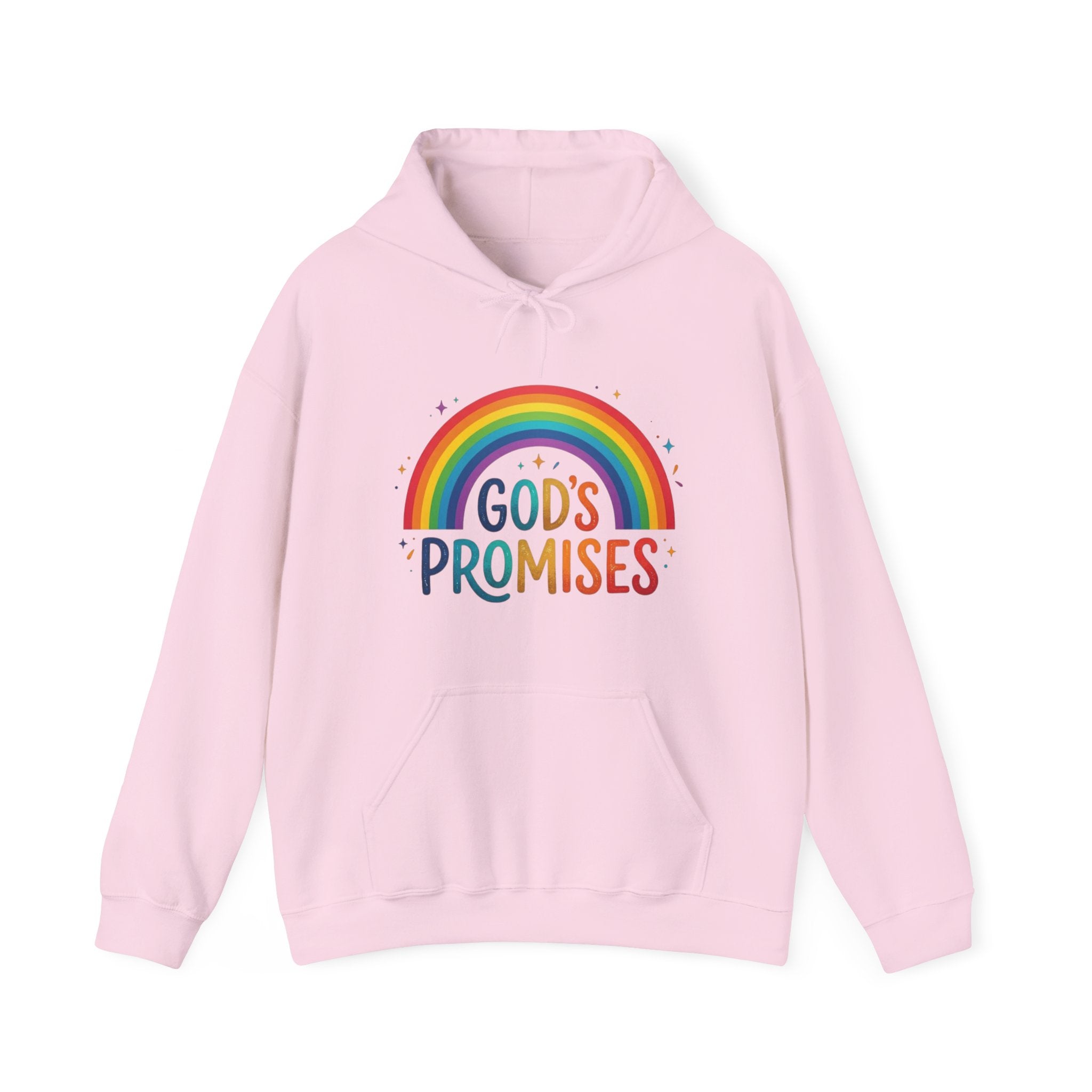 Religious Hoodie — "God's Promises" Rainbow Faith Pullover