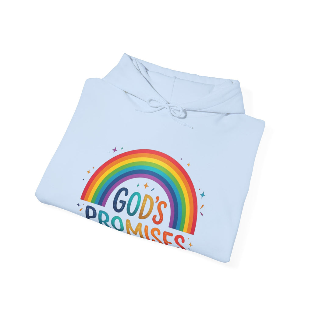 Religious Hoodie — "God's Promises" Rainbow Faith Pullover
