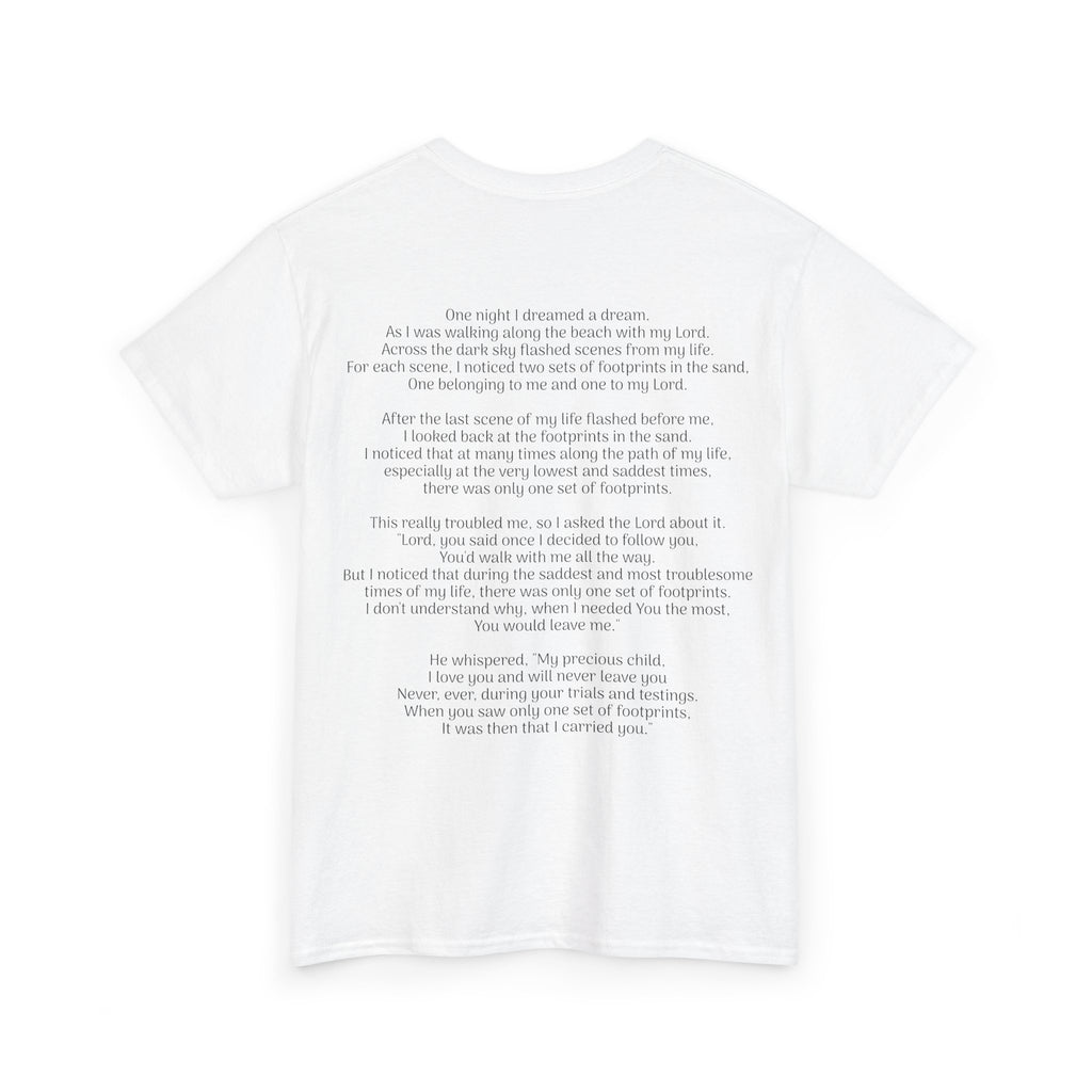 Footprints in the sand poem t-shirt