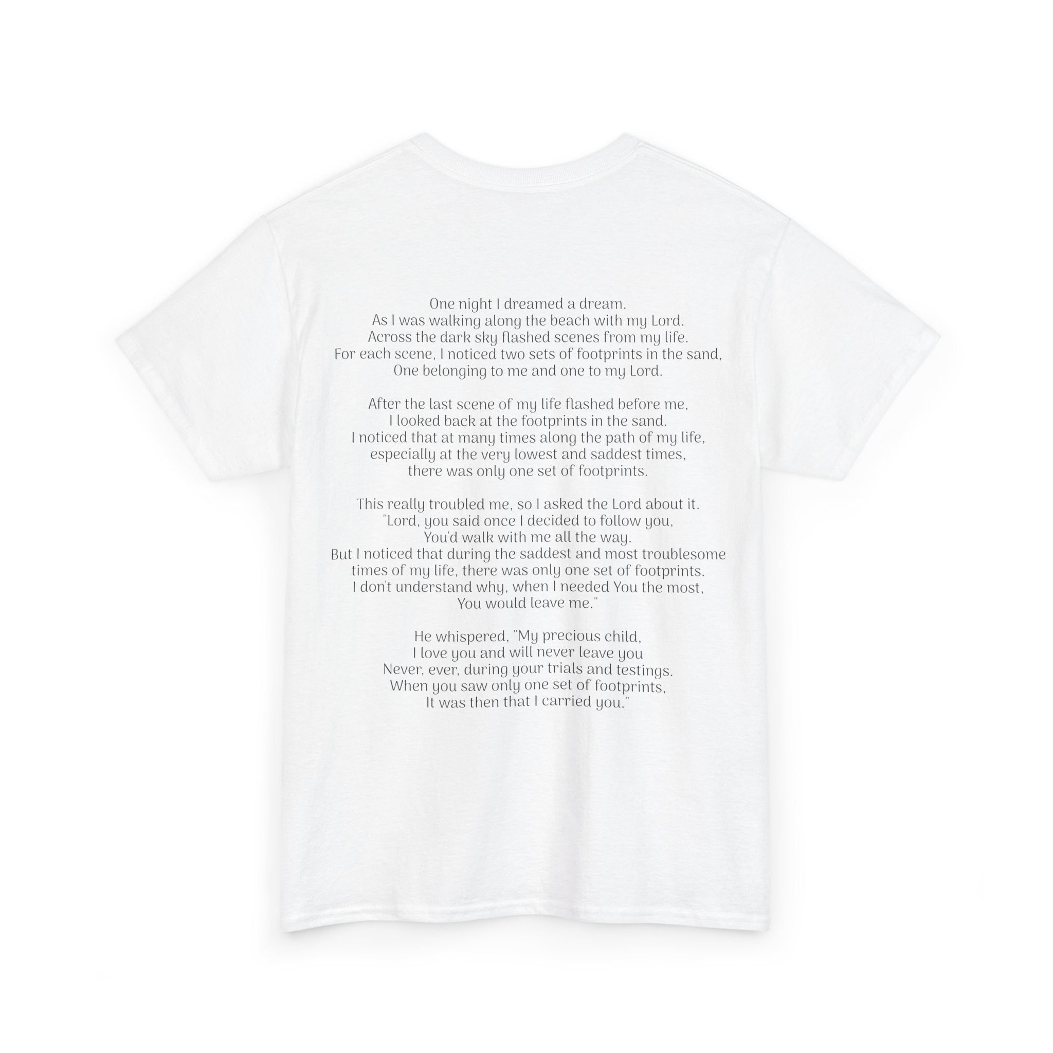 Footprints in the sand poem t-shirt