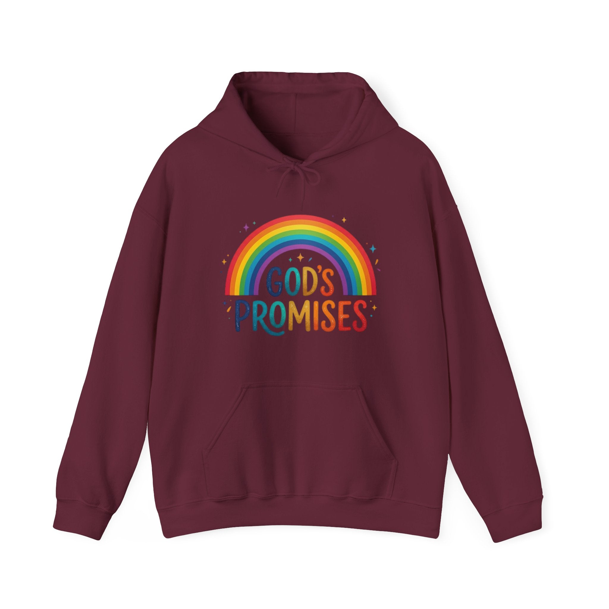 Religious Hoodie — "God's Promises" Rainbow Faith Pullover