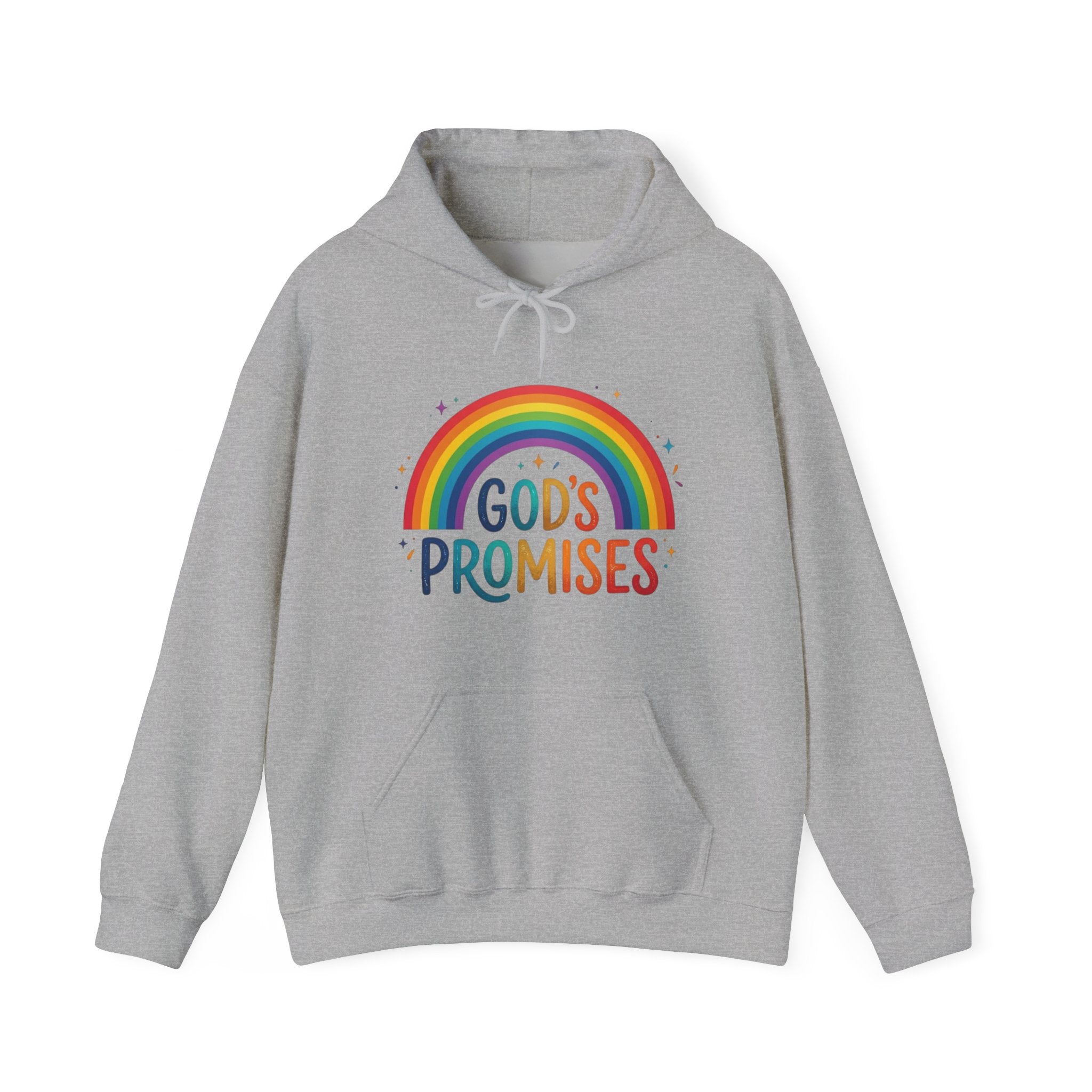Religious Hoodie — "God's Promises" Rainbow Faith Pullover