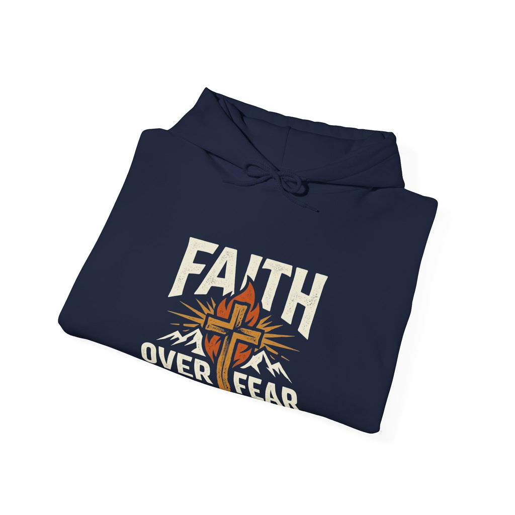 Faith Over Fear Hoodie — Christian Cross Inspirational Pullover