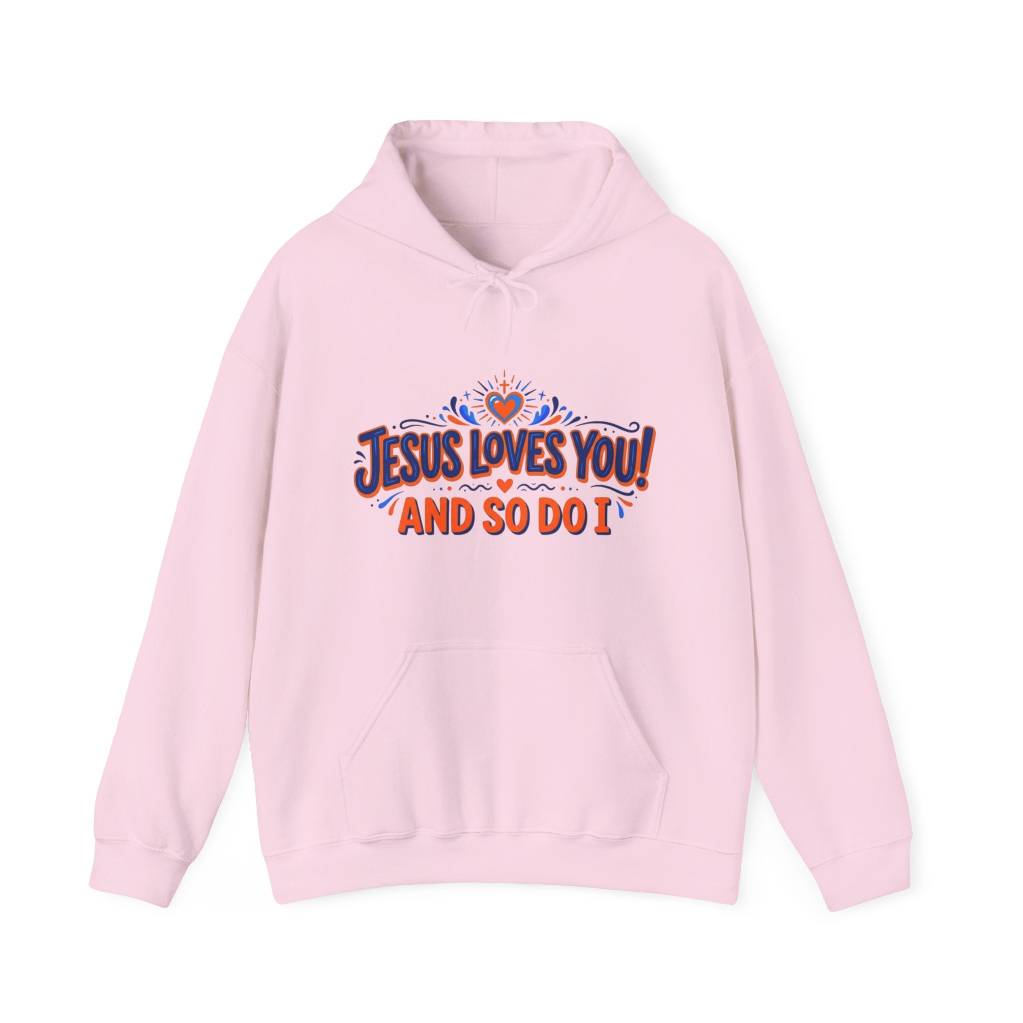 Christian Hoodie - "Jesus Loves You! And So Do I" Heart Graphic Faith Sweatshirt