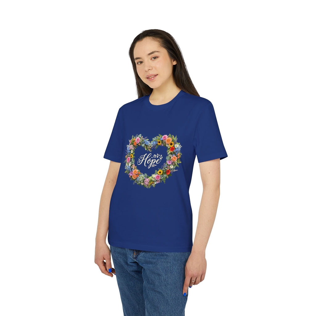 Hope floral heart T-shirt | Flower wreath typography
