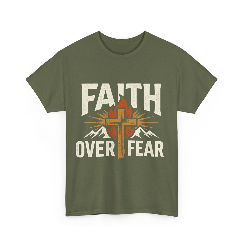 Faith Over Fear T-Shirt — Christian Cross Mountain Inspirational Tee