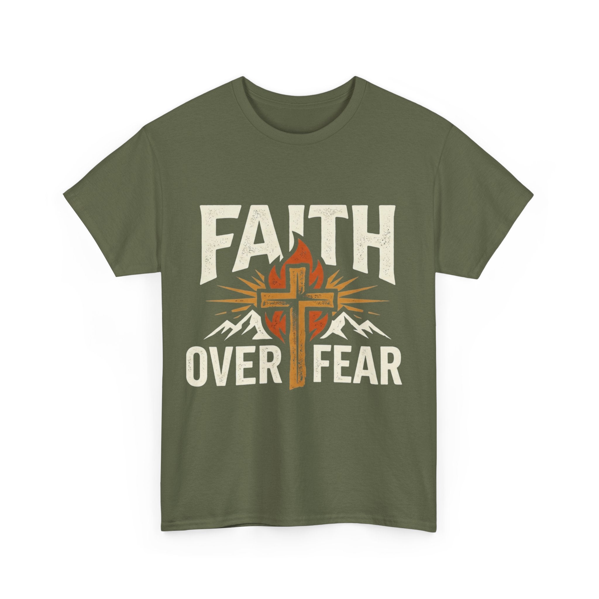 Faith Over Fear T-Shirt — Christian Cross Mountain Inspirational Tee