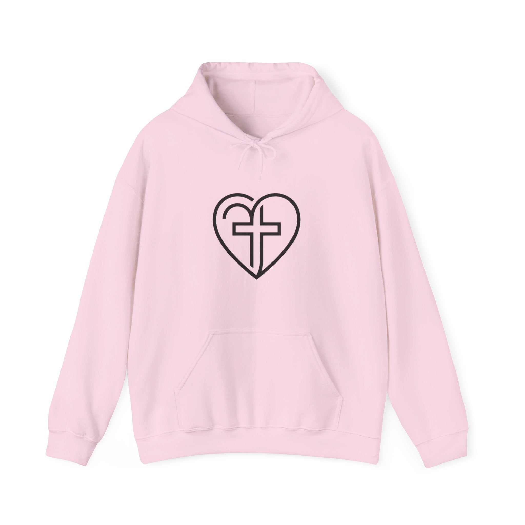 Christian Heart Cross Hoodie — Faith-Inspired Pullover for Women & Men
