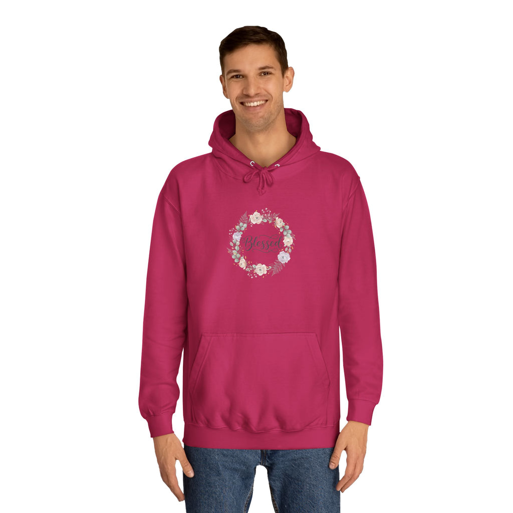 Blessed Floral Wreath Hoodie | Pastel Flowers, Script Typography