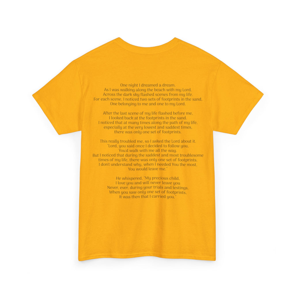 Footprints in the sand poem t-shirt
