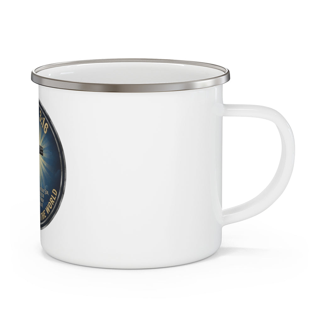 John 3:16 Cross Enamel Camping Mug | Christian Scripture, Faith Outdoor Drinkware