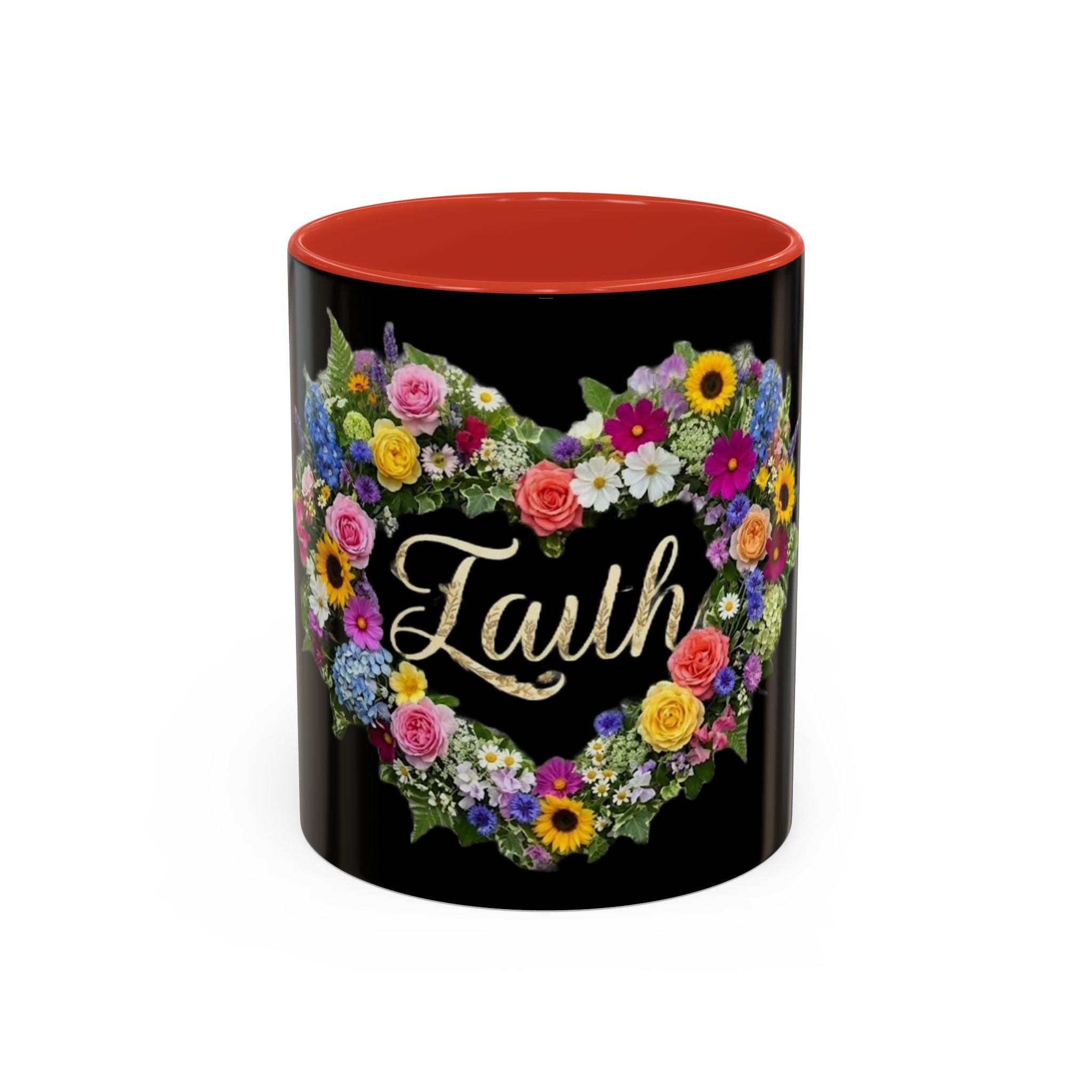 Floral Heart 'Faith' Mug | Accent Coffee Mug 11oz or 15oz