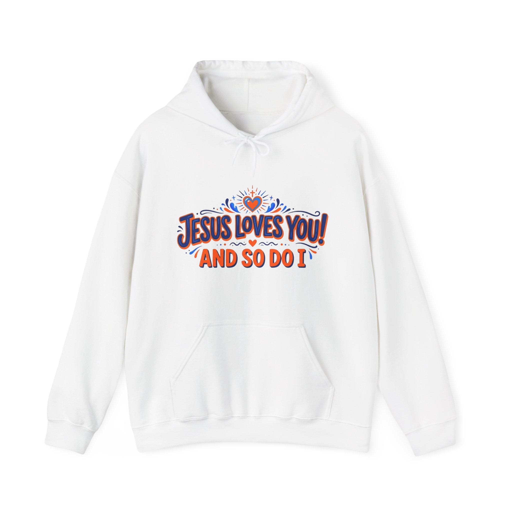 Christian Hoodie - "Jesus Loves You! And So Do I" Heart Graphic Faith Sweatshirt