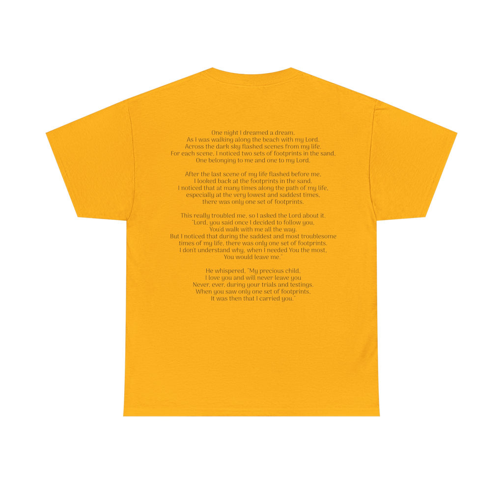 Footprints in the sand poem t-shirt