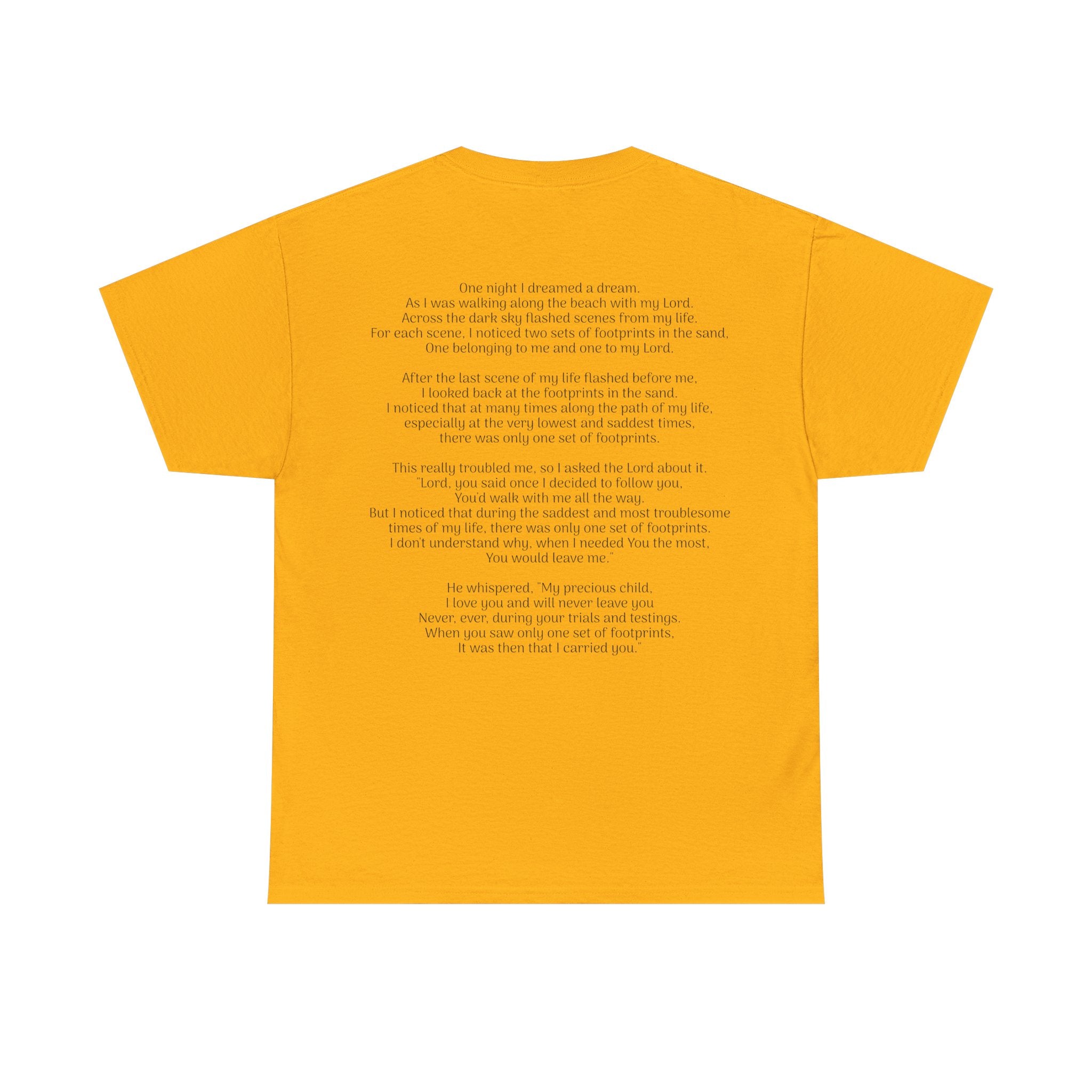 Footprints in the sand poem t-shirt
