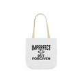 Imperfect But Forgiven Tote Bag | Canvas Christian Cross Scripture