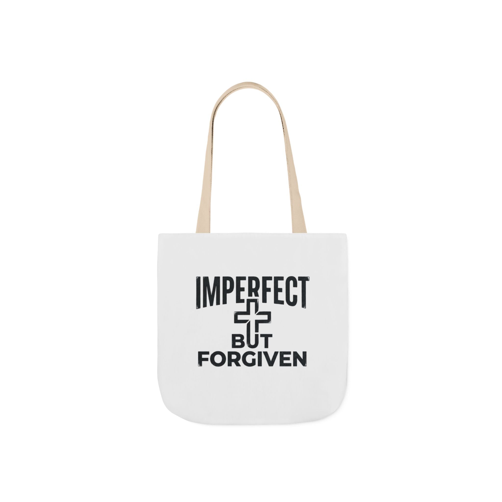 Imperfect But Forgiven Tote Bag | Canvas Christian Cross Scripture