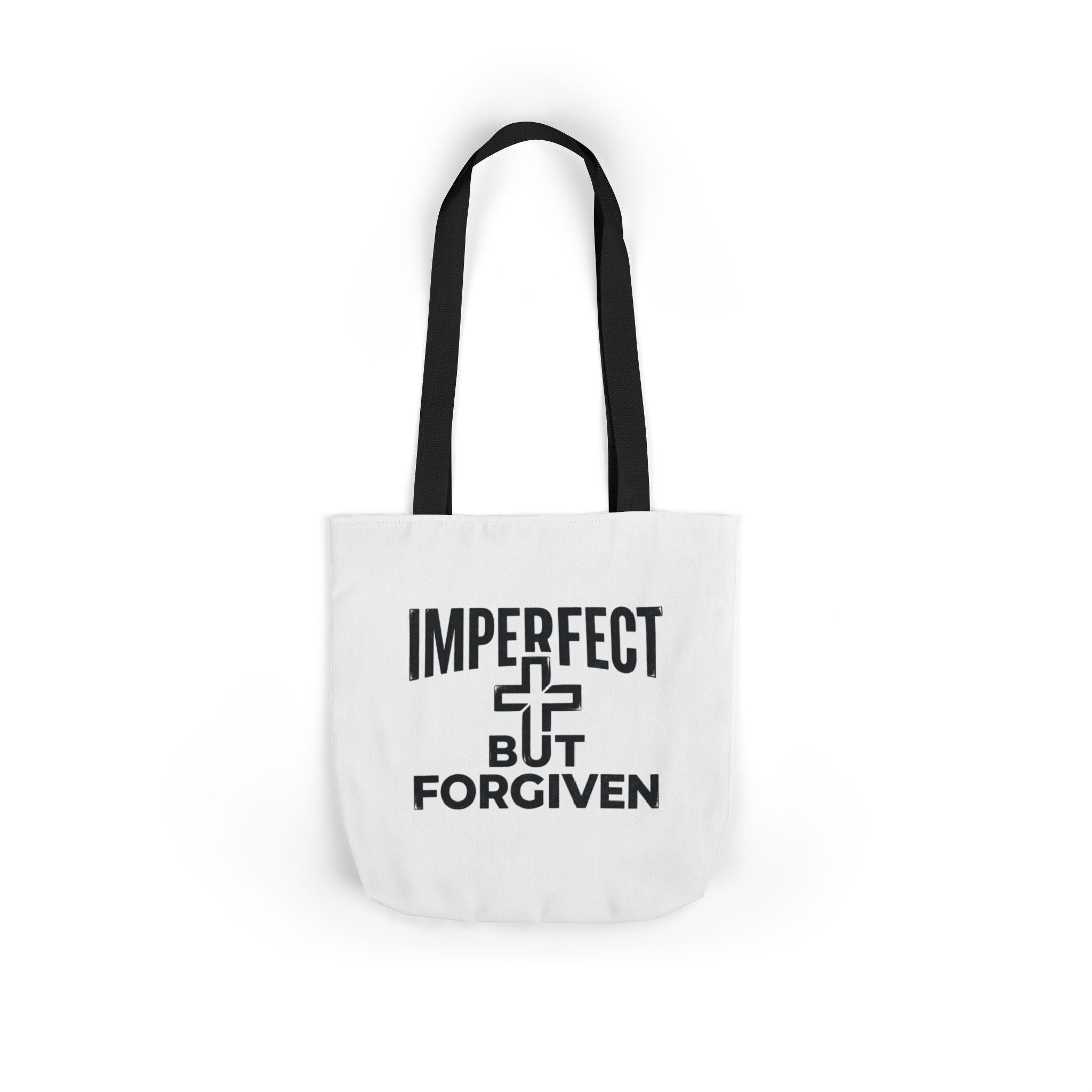 Imperfect But Forgiven Tote Bag | Canvas Christian Cross Scripture