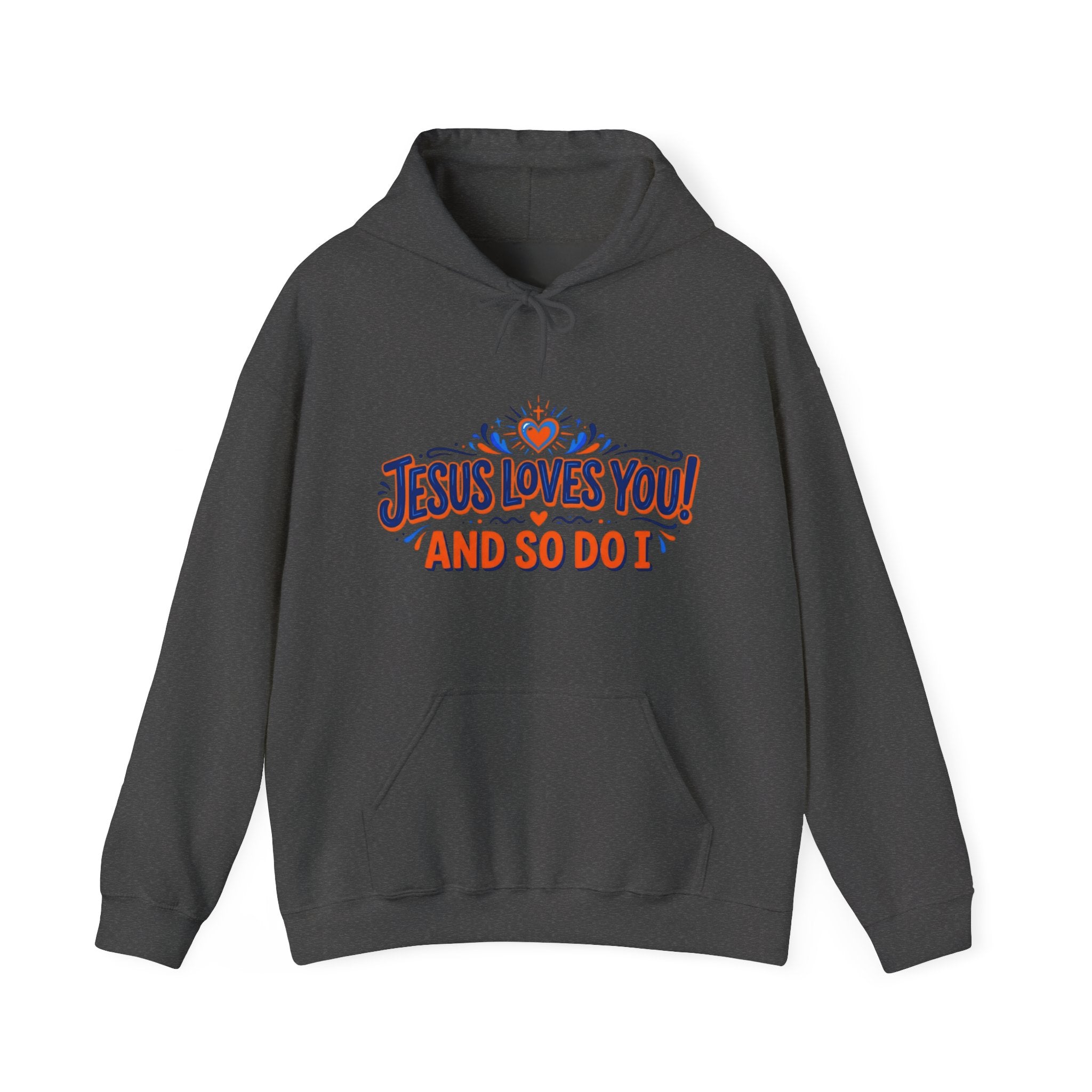 Christian Hoodie - "Jesus Loves You! And So Do I" Heart Graphic Faith Sweatshirt