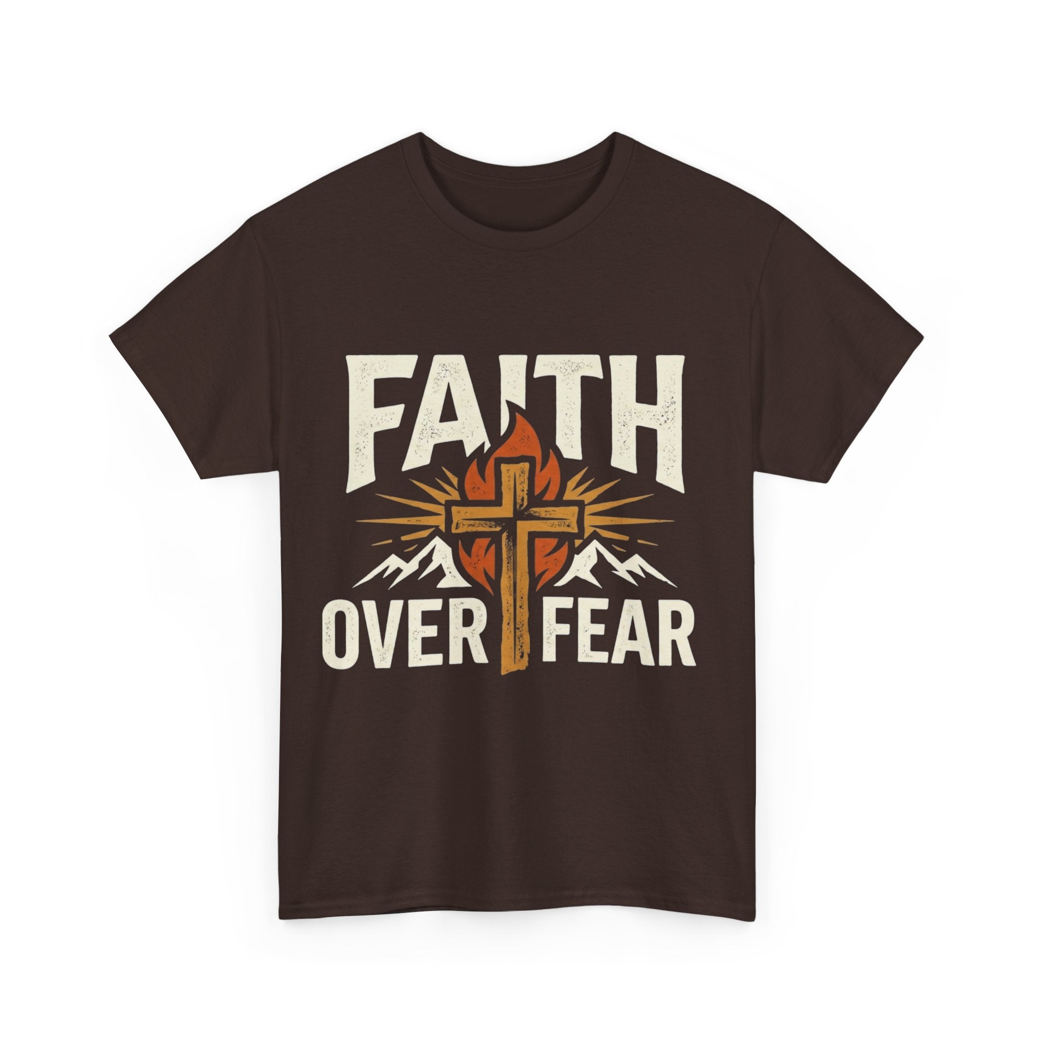 Faith Over Fear T-Shirt — Christian Cross Mountain Inspirational Tee