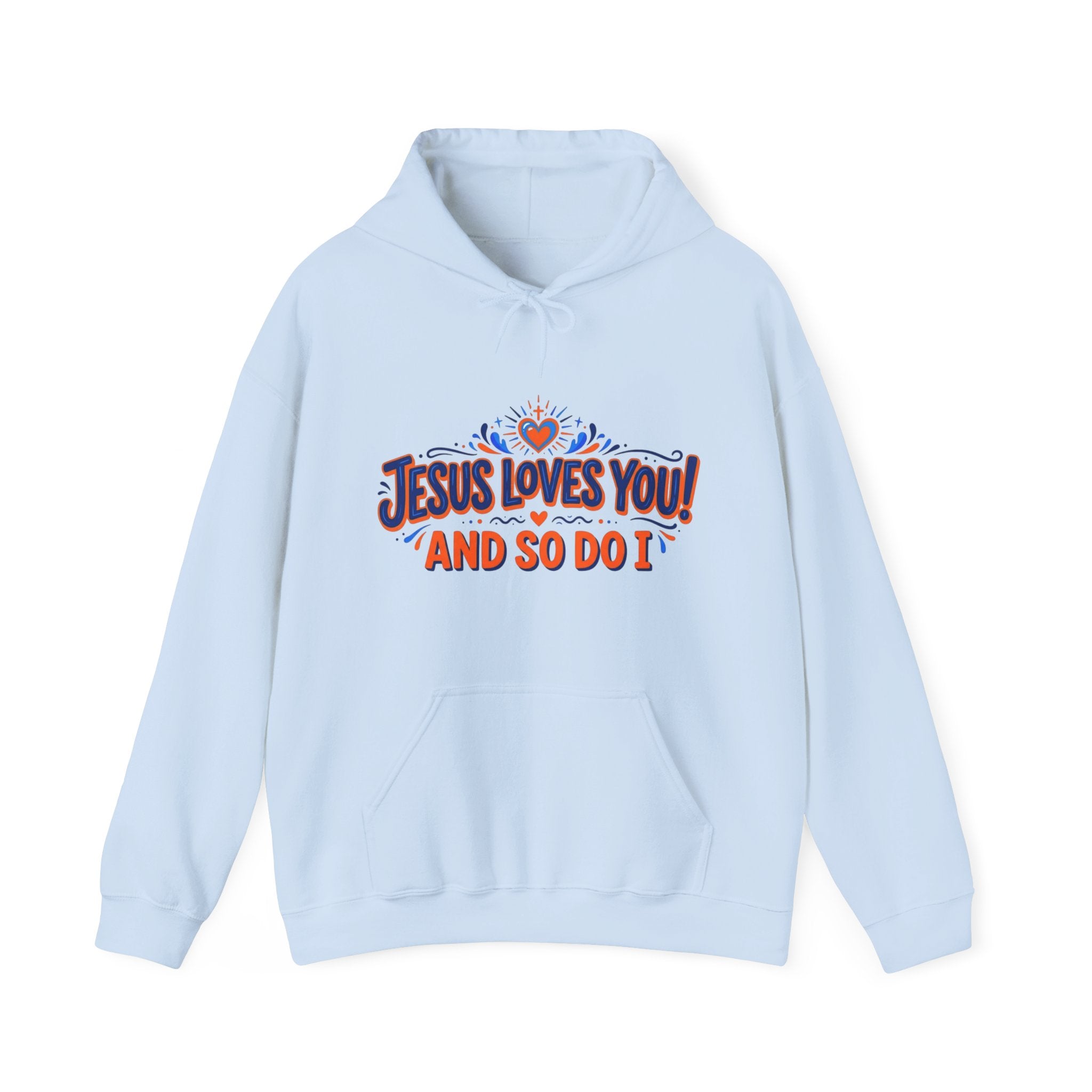 Christian Hoodie - "Jesus Loves You! And So Do I" Heart Graphic Faith Sweatshirt