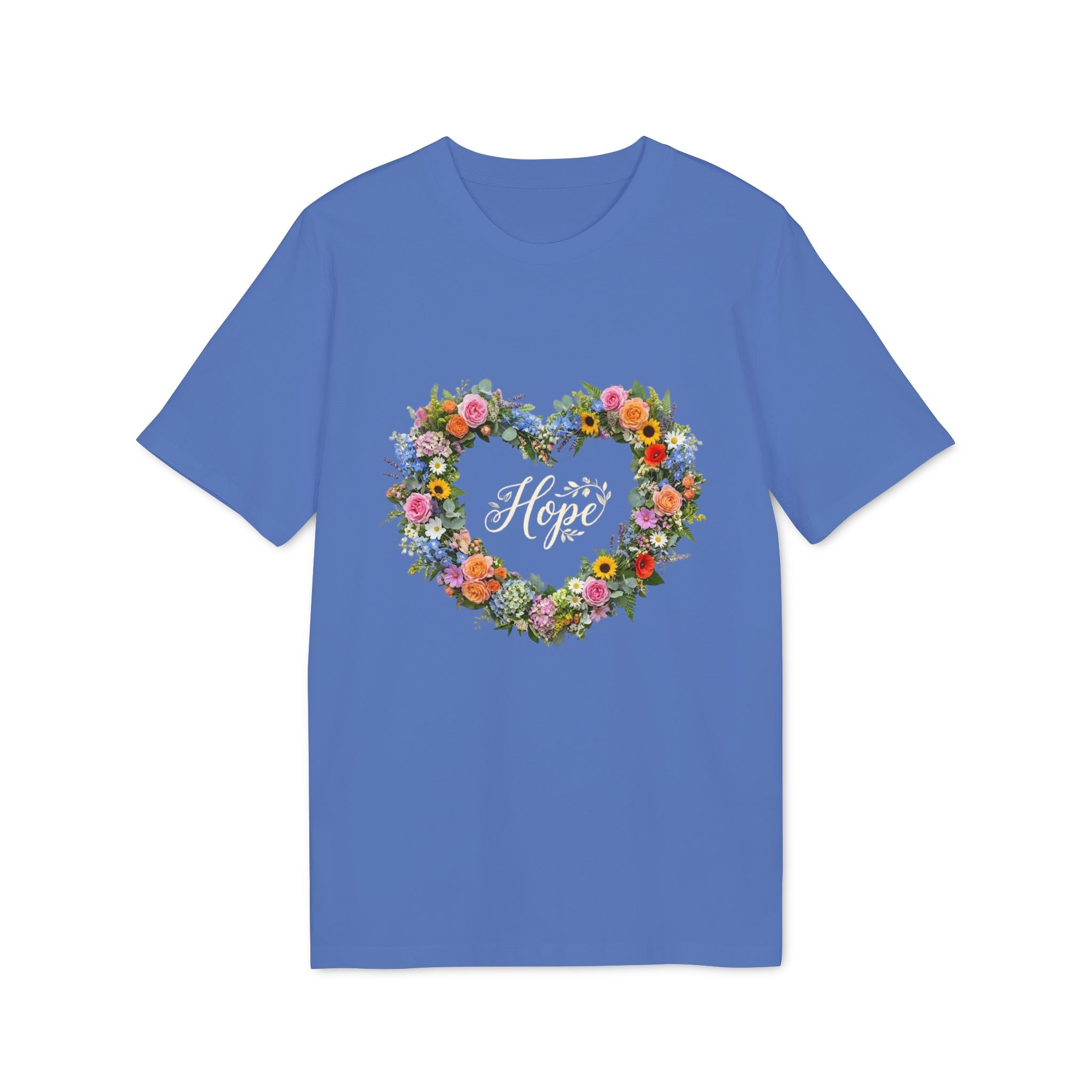 Hope floral heart T-shirt | Flower wreath typography