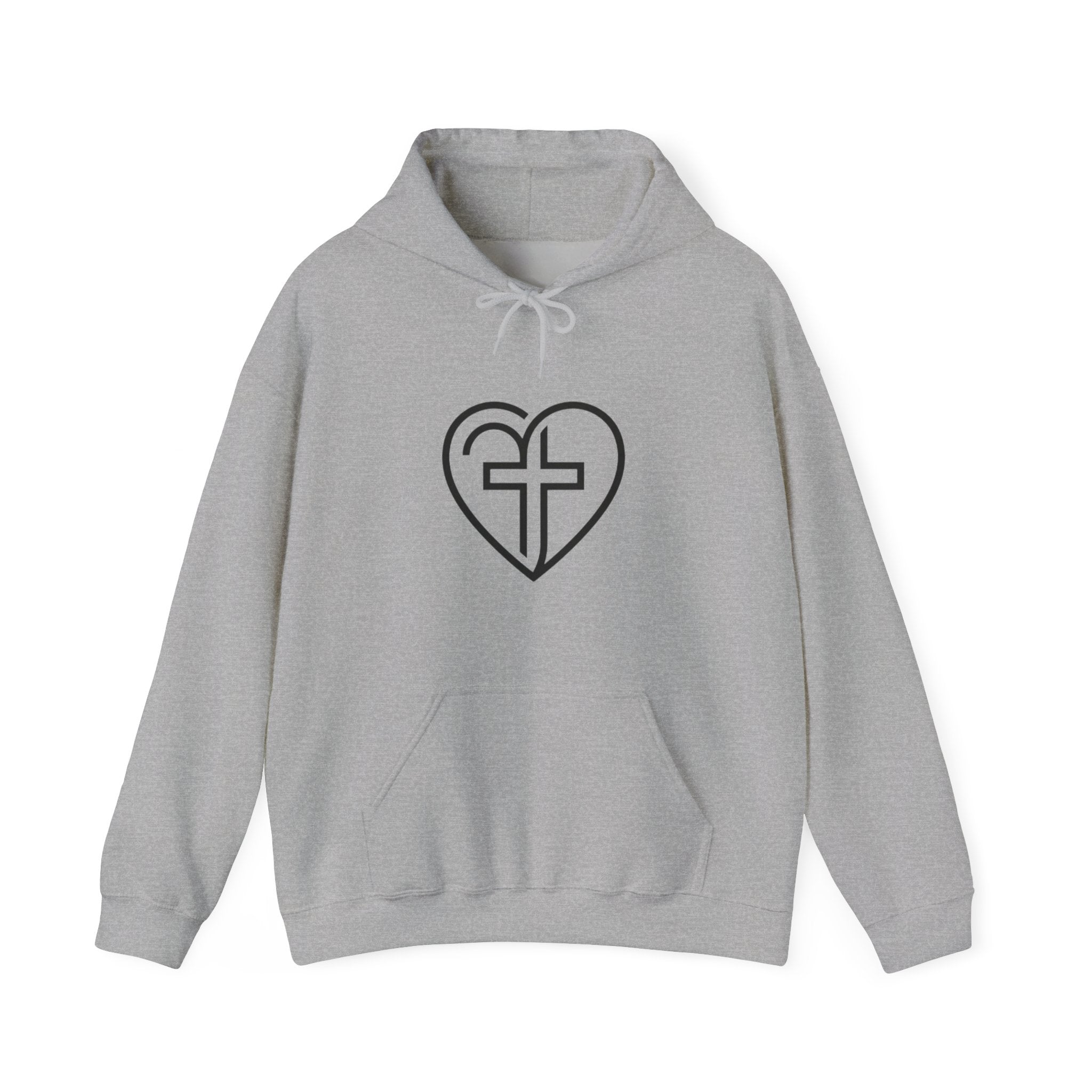 Christian Heart Cross Hoodie — Faith-Inspired Pullover for Women & Men