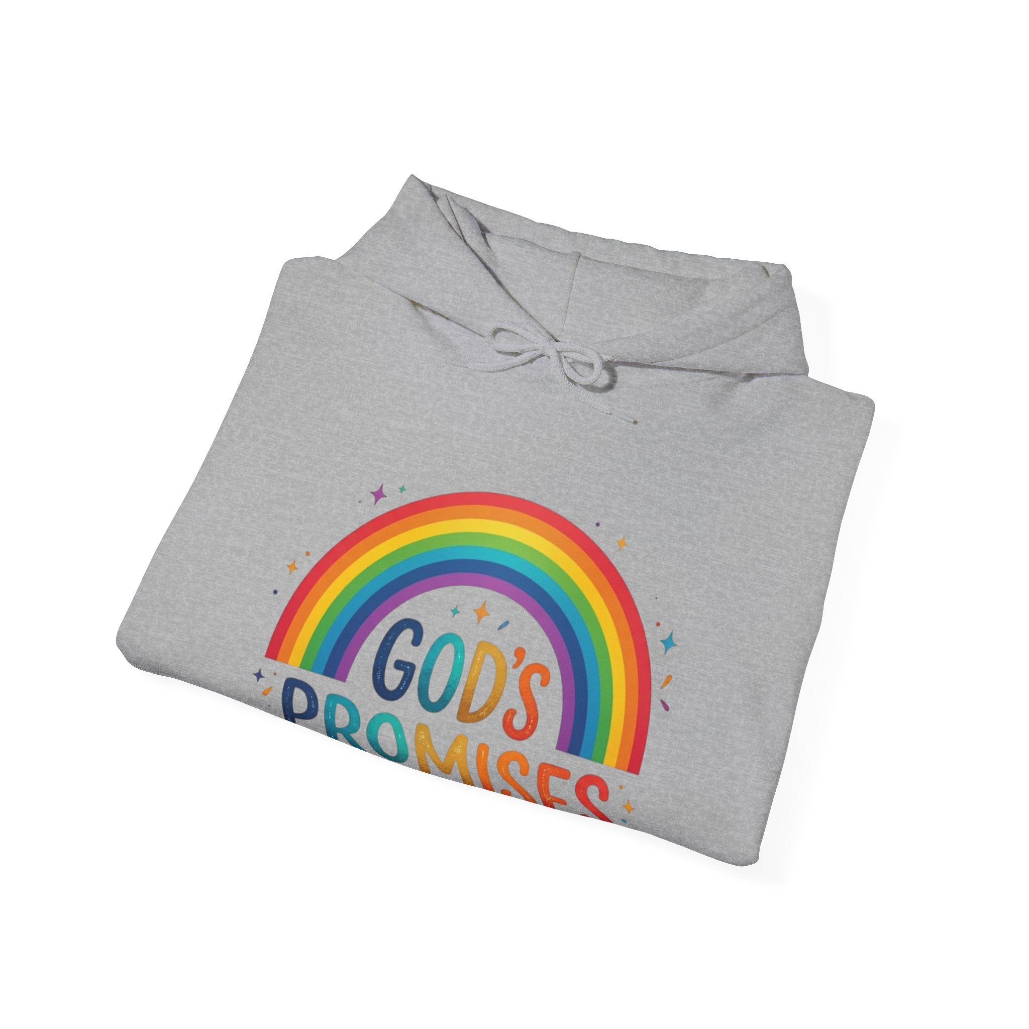 Religious Hoodie — "God's Promises" Rainbow Faith Pullover