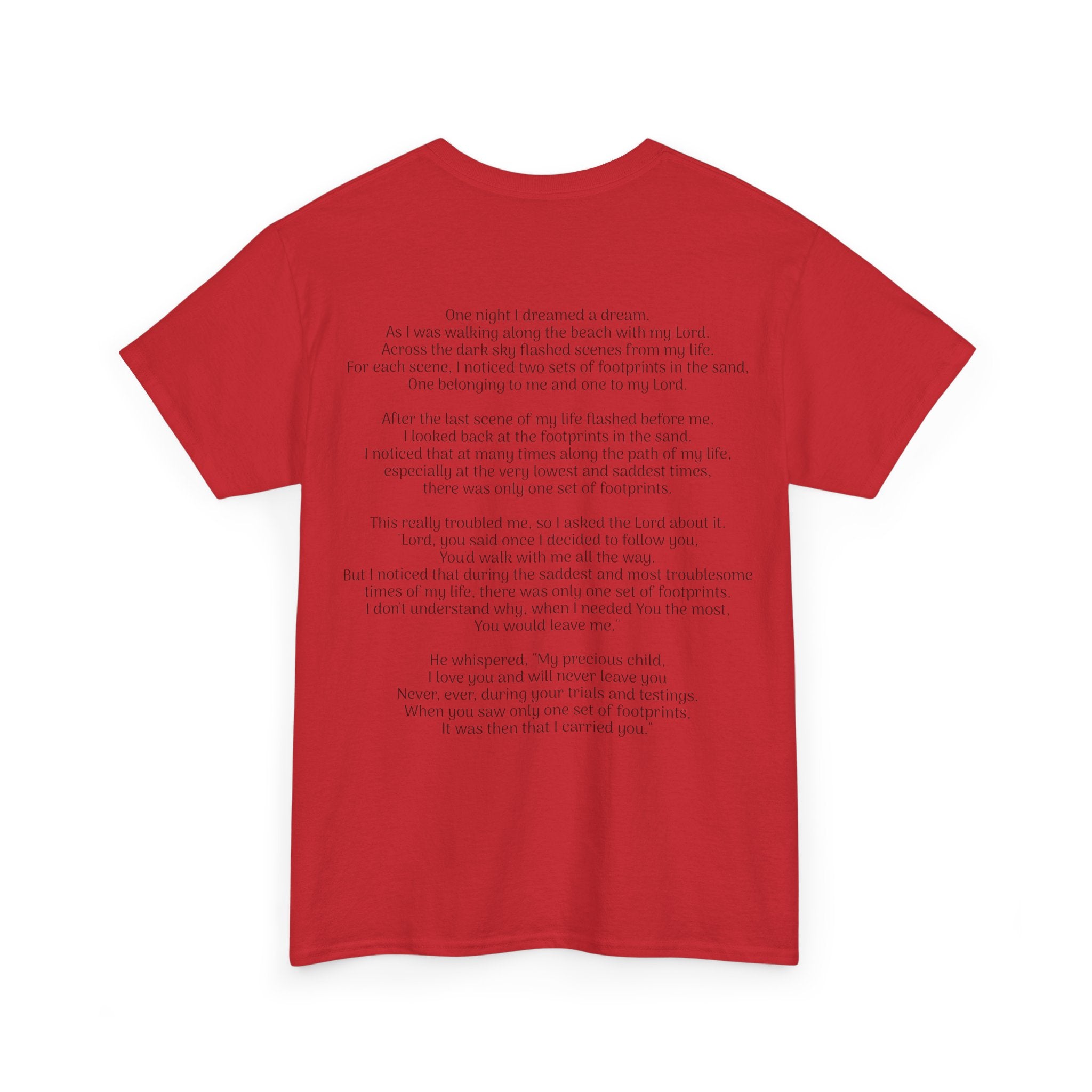 Footprints in the sand poem t-shirt