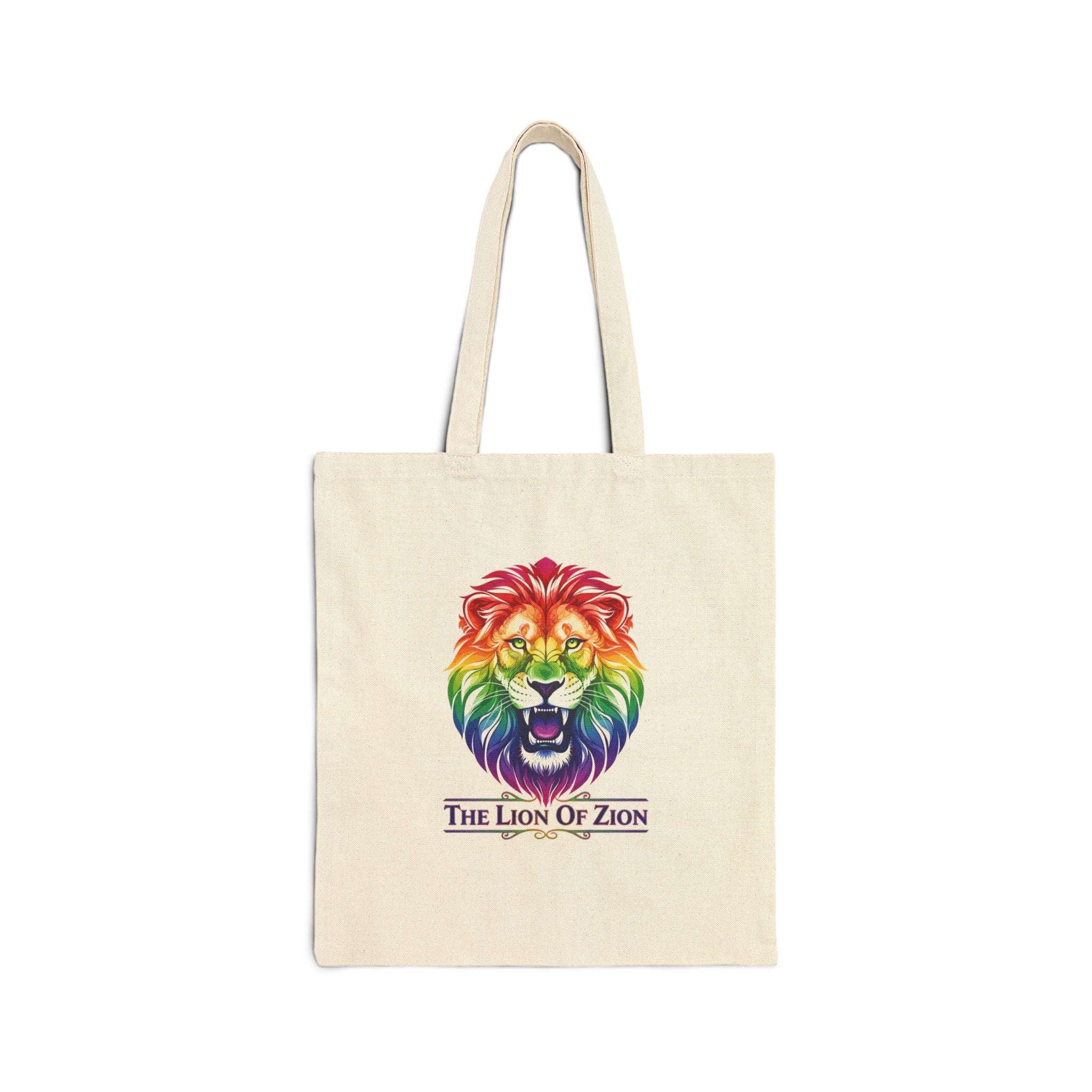 Rainbow Lion of Zion Tote Bag | Cotton Canvas Bag