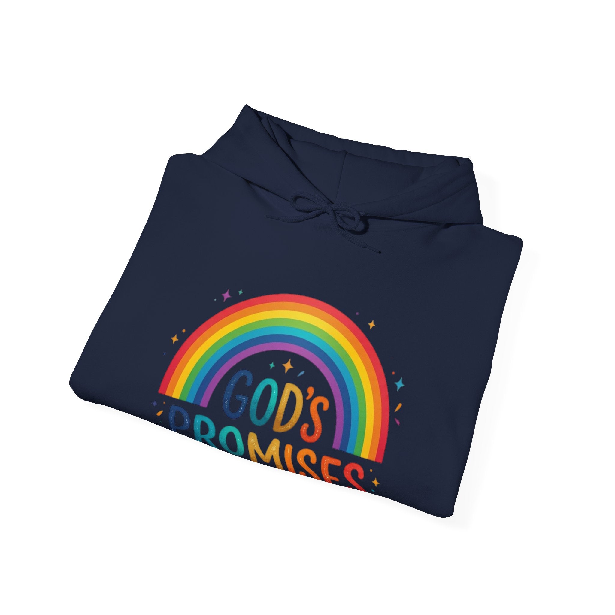 Religious Hoodie — "God's Promises" Rainbow Faith Pullover
