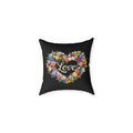Floral Heart Wreath Love Pillow | Square Poly Canvas Pillow