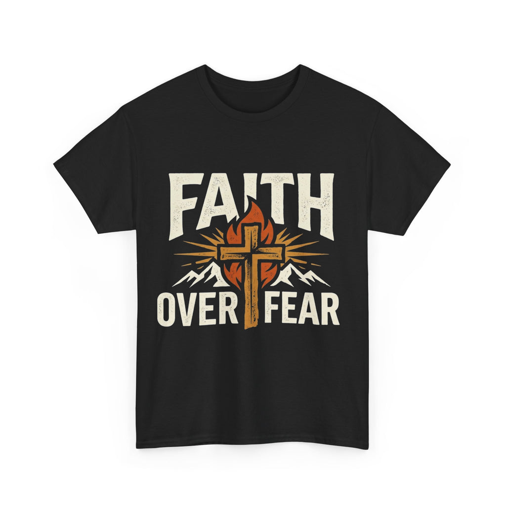 Faith Over Fear T-Shirt — Christian Cross Mountain Inspirational Tee