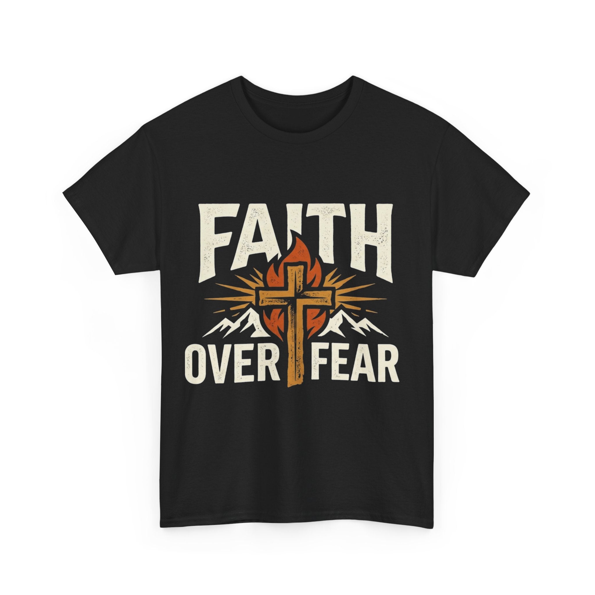 Faith Over Fear T-Shirt — Christian Cross Mountain Inspirational Tee