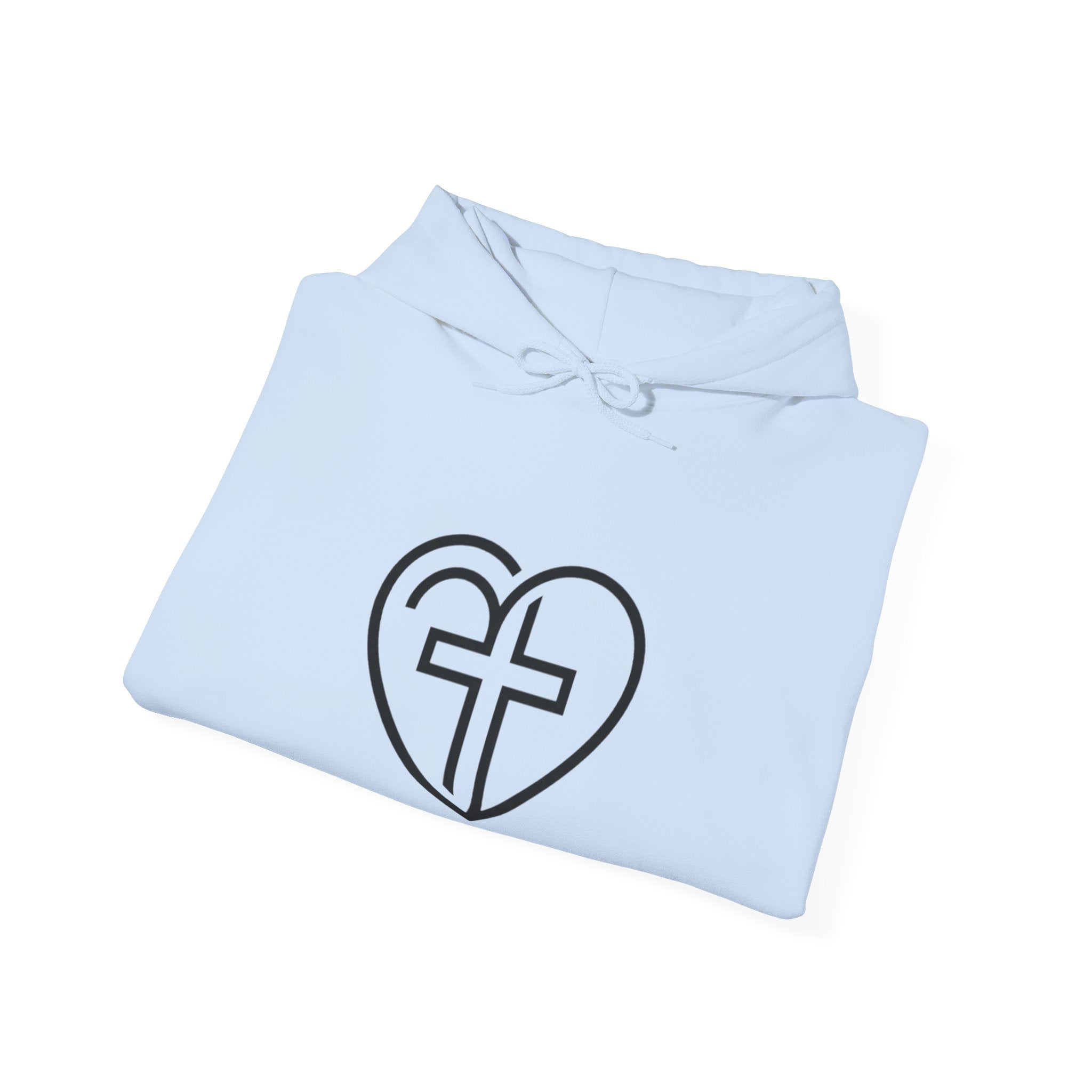 Christian Heart Cross Hoodie — Faith-Inspired Pullover for Women & Men