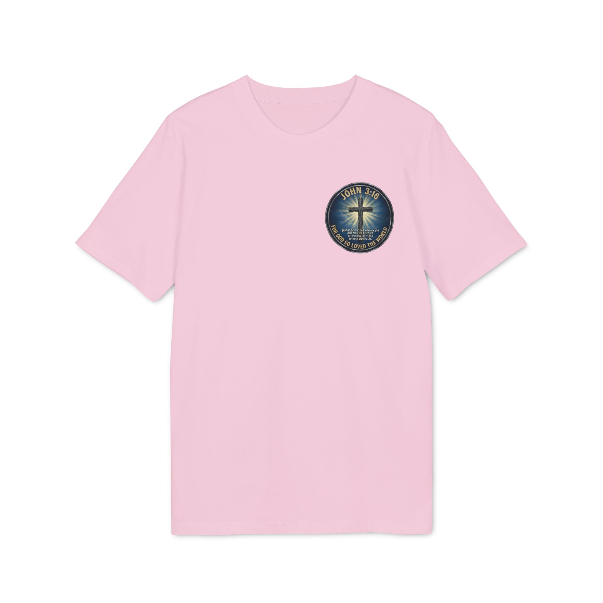 Cross and Lighthouse Emblem T-shirt | Christian Faith Badge Graphic