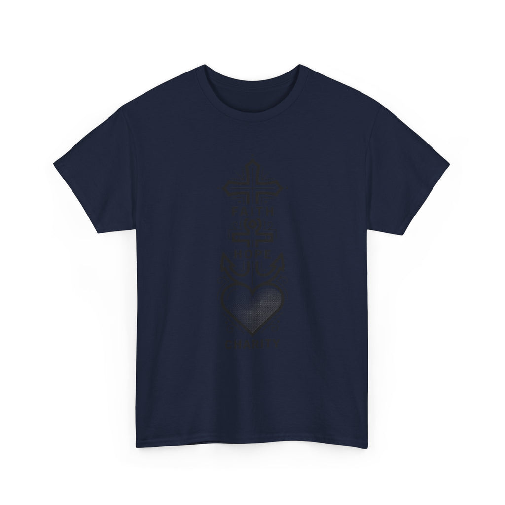 Faith Hope Charity T‑Shirt — Christian Cross, Anchor & Heart  Tee